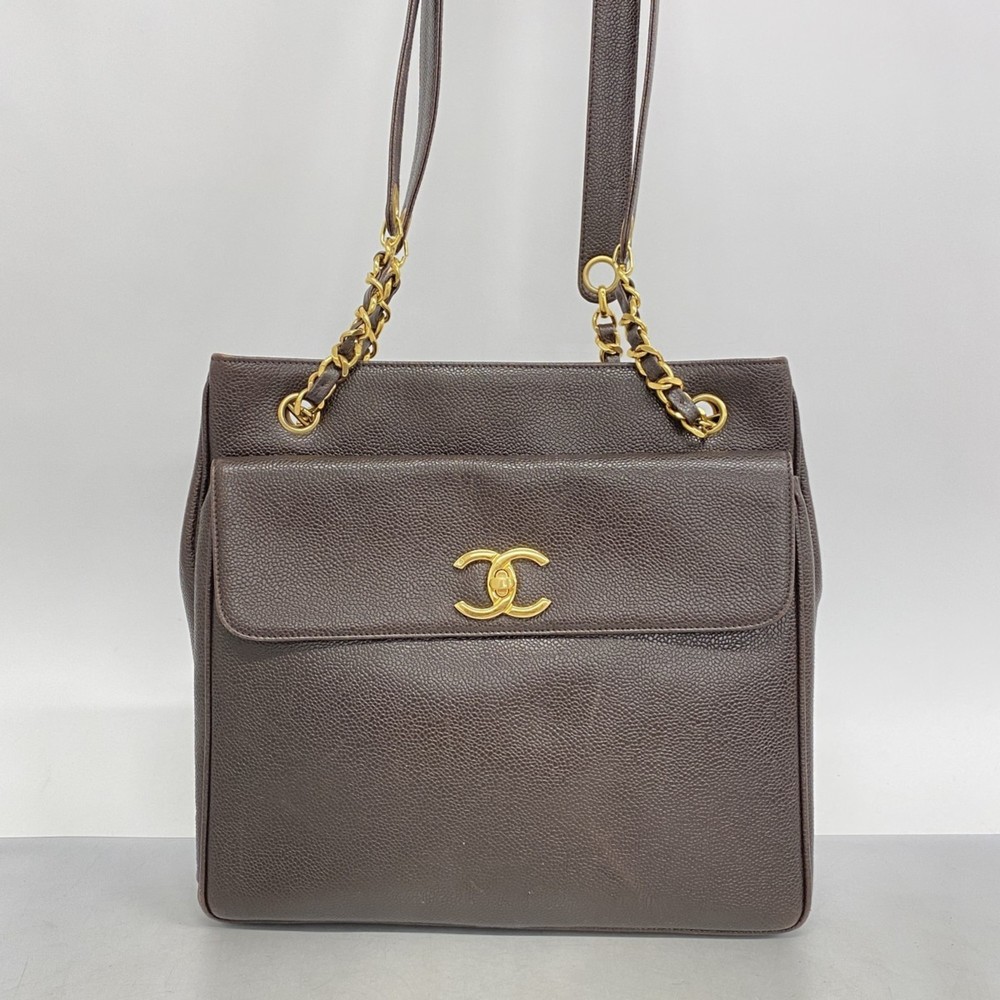 CHANEL Shoulder Bag Chain Caviar Skin Brown - Picture 16 of 16